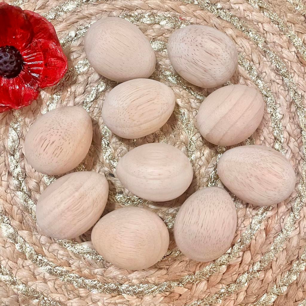 🐣 Naturel houten eieren decoratie eieren hout knutselen diy, Ophalen of Verzenden, Zo goed als nieuw