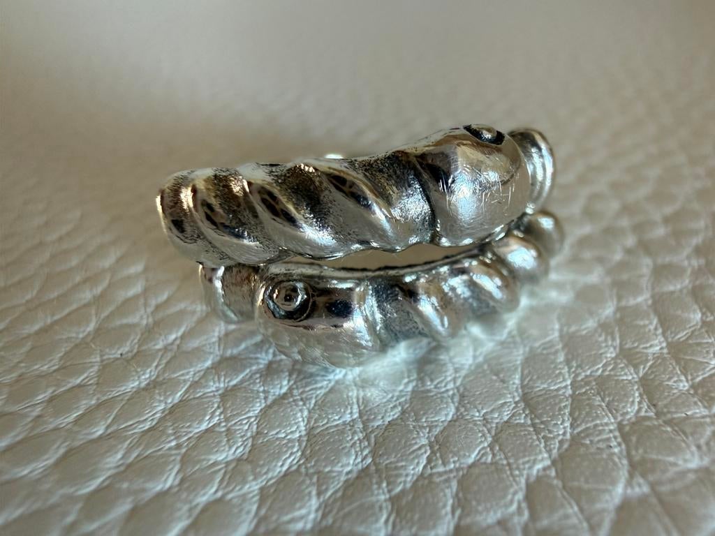 H152/Zilveren Dansk Smykker Slang ring Denemarken, Gebruikt, Verzenden, X, Dame