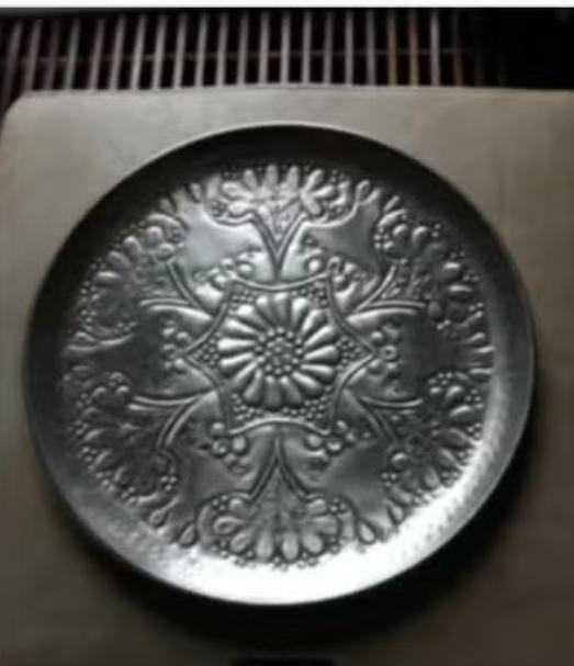 Sierbord zilverkleur diameter 39 cm, Overige materialen, Schaal, Rond, Ophalen of Verzenden