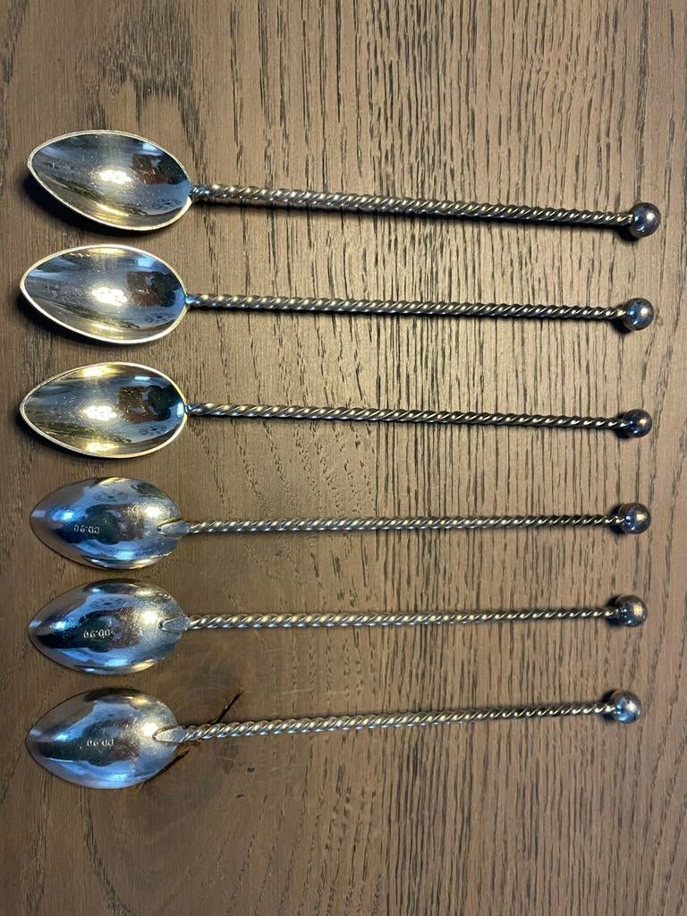 Set van 6 Verzilverde Dessertlepels (DD90) - Lengte 17,5 cm, Antiek en Kunst, Ophalen of Verzenden