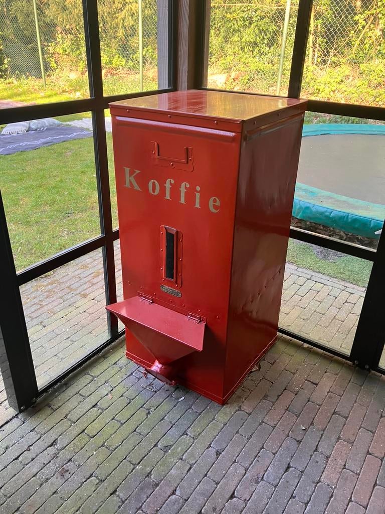 Vintage winkelblik koffiebonen, Verzamelen, Blikken, Ophalen, Gebruikt, Koffie, Overige merken