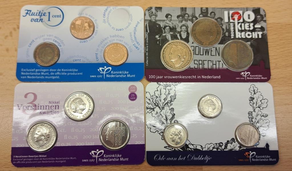 Mooie set coincards cent,stuiver,dubbeltje en kwartje, Ophalen of Verzenden, Koningin Beatrix