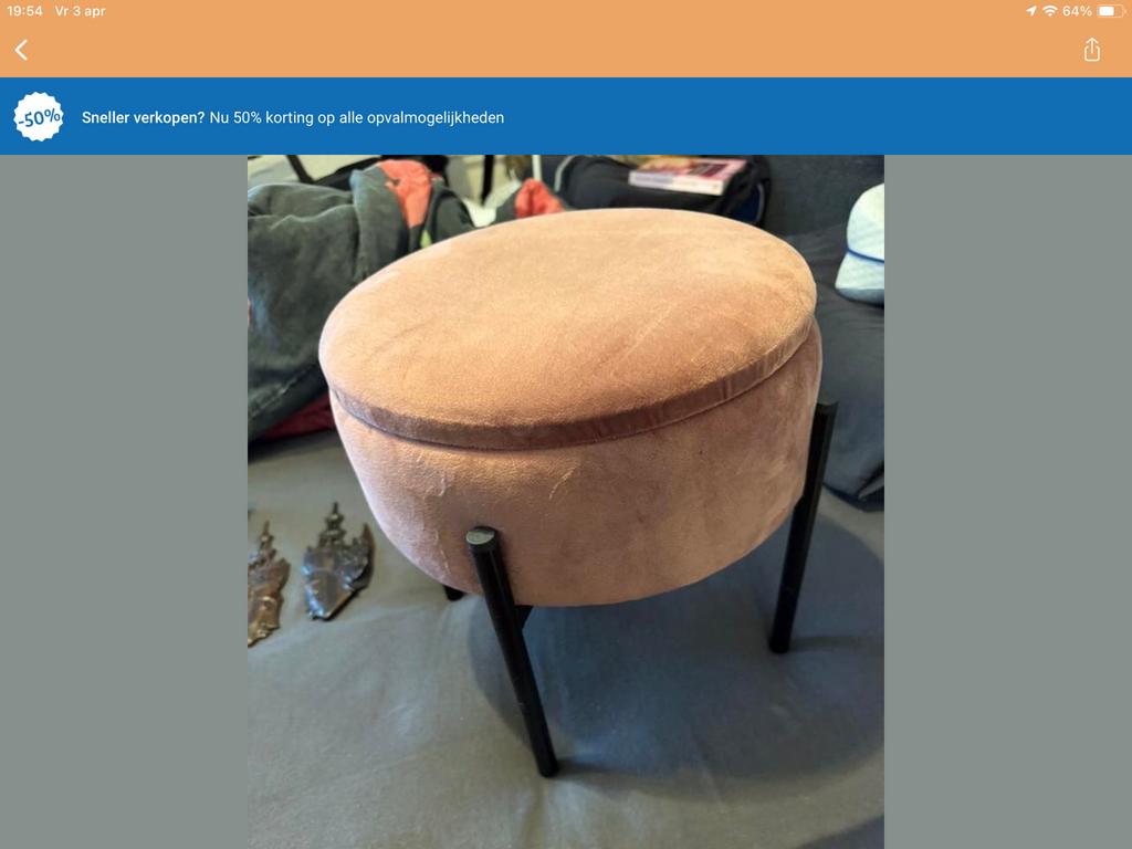 Roze opbergpoefje, Ophalen of Verzenden, Zo goed als nieuw, Rond, Minder dan 50 cm