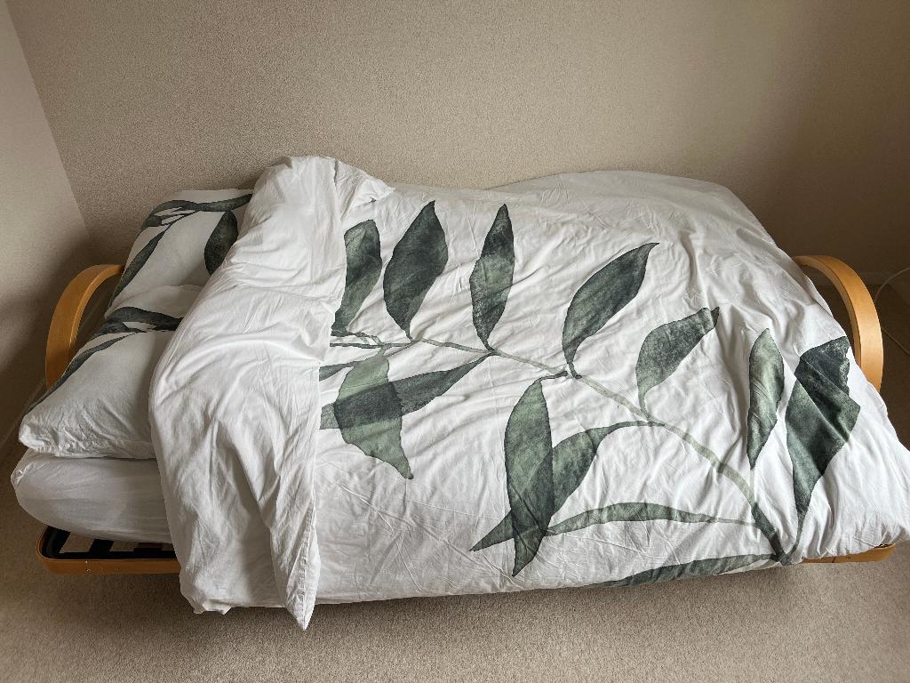 Slaapbank, Ophalen, Bruin, Tweepersoons, Zo goed als nieuw