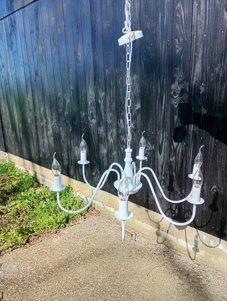 Kroonluchter wit 6 arms, Huis en Inrichting, Lampen | Kroonluchters, Ophalen