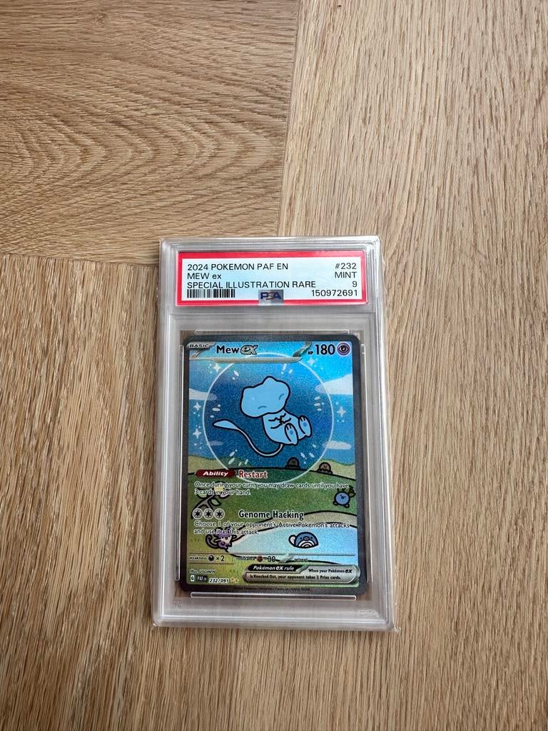 Mew ex Paldean Fates Bubble SIR PSA 9 Pokemon Kaart, Ophalen of Verzenden, Zo goed als nieuw, Losse kaart, Foil
