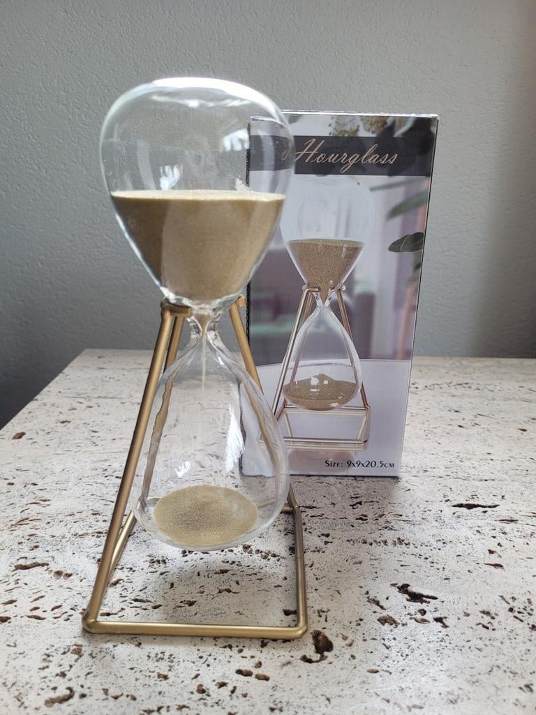 Decoratie zandloper glas goud, Ophalen of Verzenden, Zo goed als nieuw