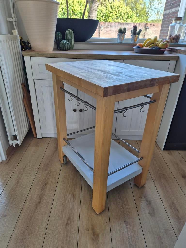 Mooie houten trolley, serveer tafel, Ophalen, Zo goed als nieuw