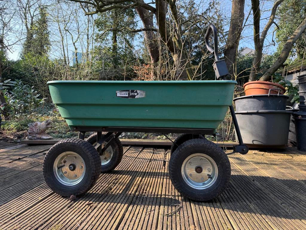 Tuinkar / Transportkar met 4 luchtbanden en grote bak, Ophalen, Gebruikt, Handmatig