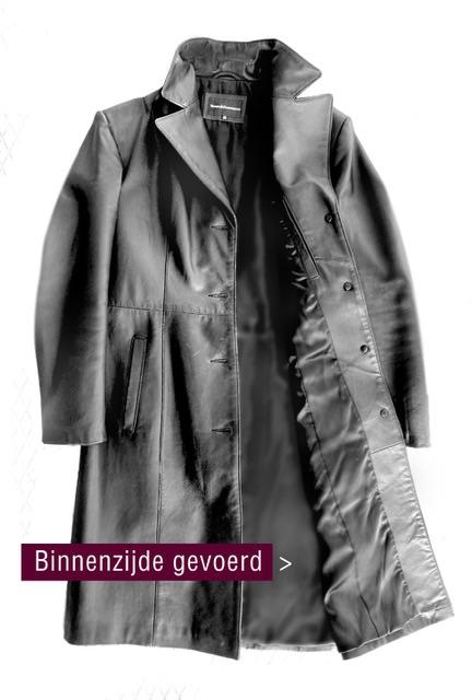 Leren damesjas zwart maat 38 midi gevoerd In nieuwstaat, Ophalen of Verzenden, Zo goed als nieuw, Maat 38/40 (M), Zwart