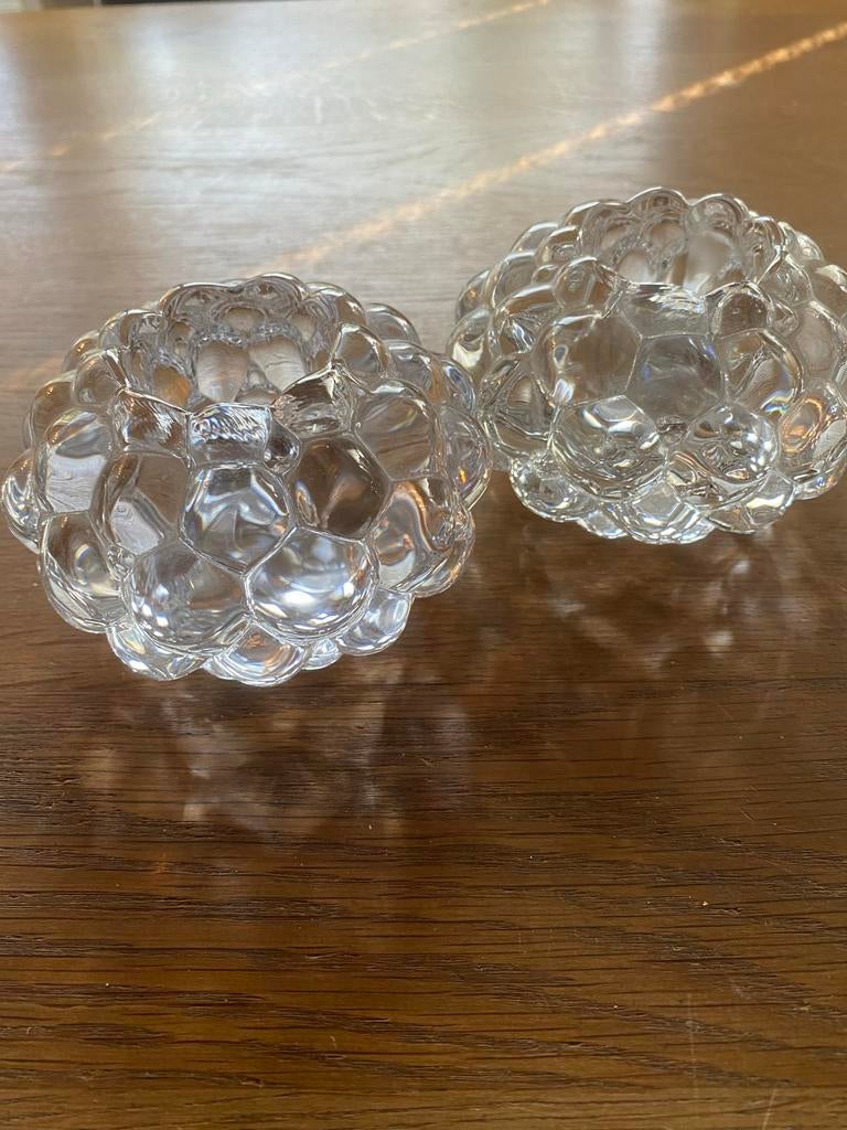 Set vintage Orrefors kristallen glazen kandelaars uit Zweden, Ophalen of Verzenden, Kristal