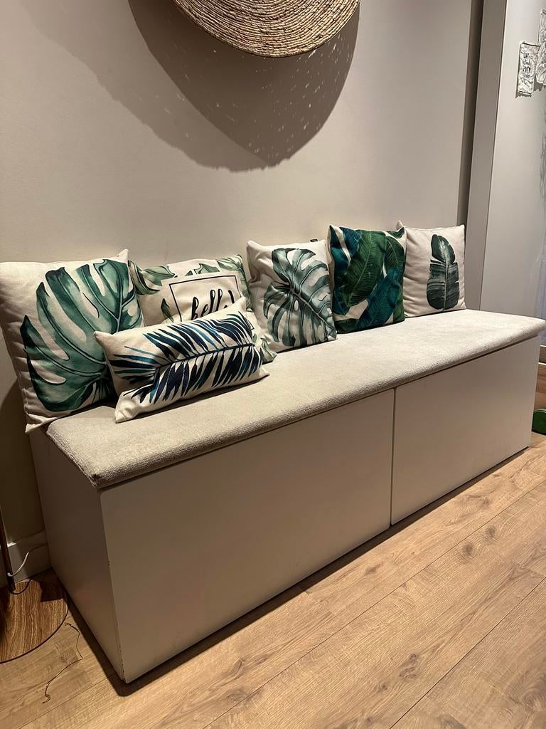 Eetkamerbank kussen Nofruit en IKEA Smastad speelgoedkisten, Ophalen, Gebruikt, Minder dan 75 cm, 150 tot 200 cm