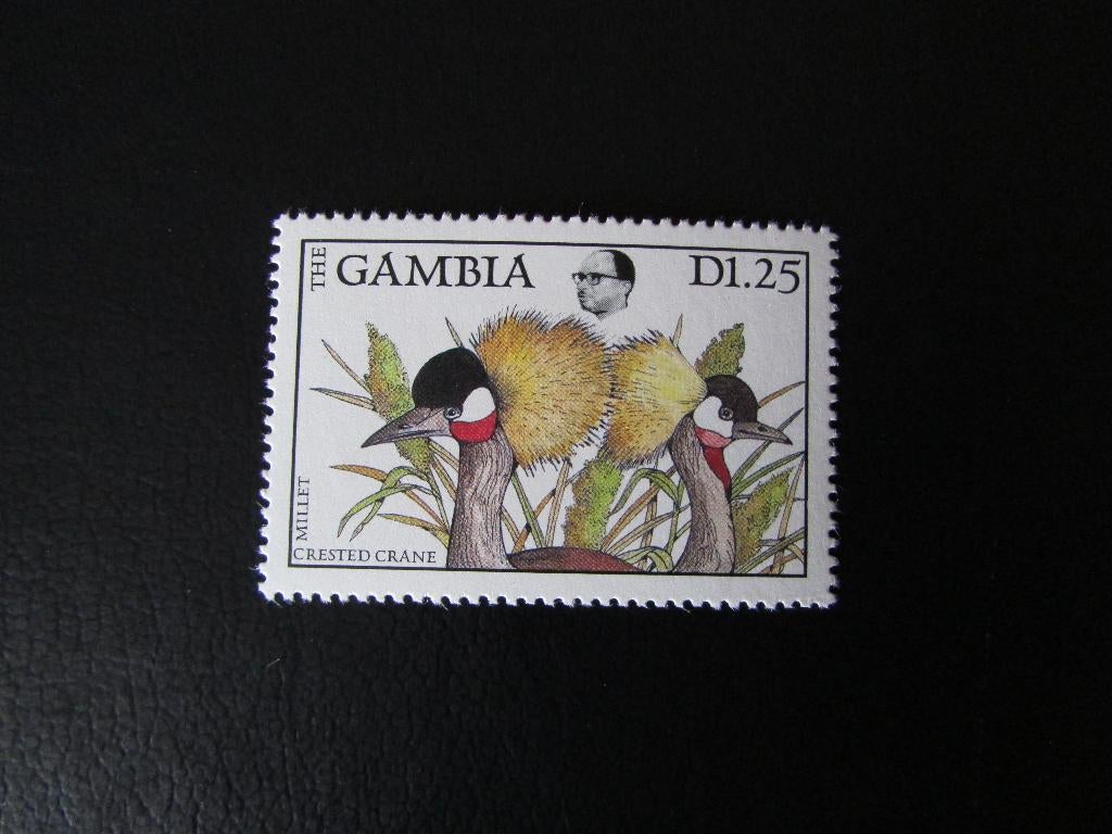 Postzegel Vogel: Kroonkraanvogels uit Gambia, Ophalen of Verzenden, Postfris, Dier of Natuur