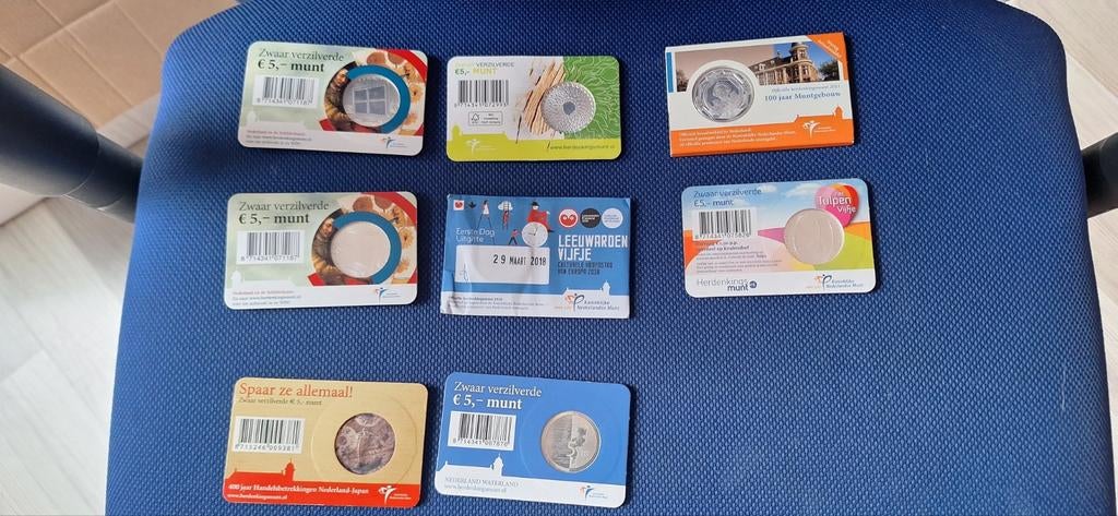 12 st Diverse Vijfjes Coincard, Ophalen of Verzenden, Buitenland, Munten