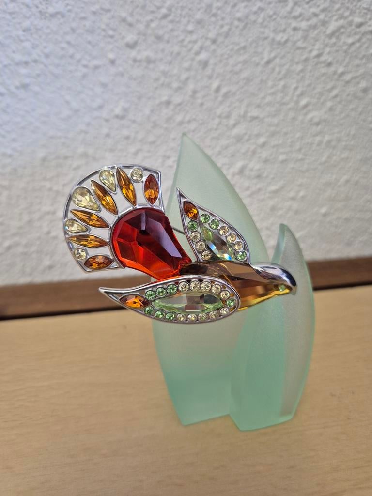 Swarovski broche paradijsvogel met gekleurde stenen, zilver, Ophalen of Verzenden, Zilver