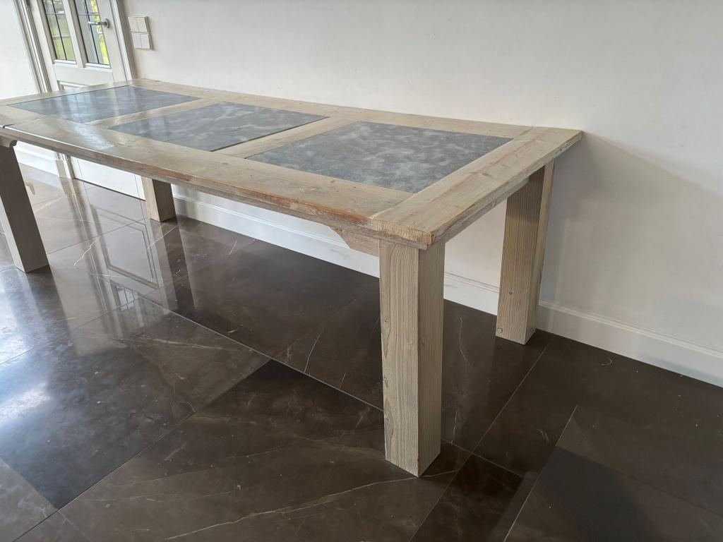 tafel met natuursteen, Huis en Inrichting, Tafels | Eettafels, Ophalen, Gebruikt, 200 cm of meer, 50 tot 100 cm