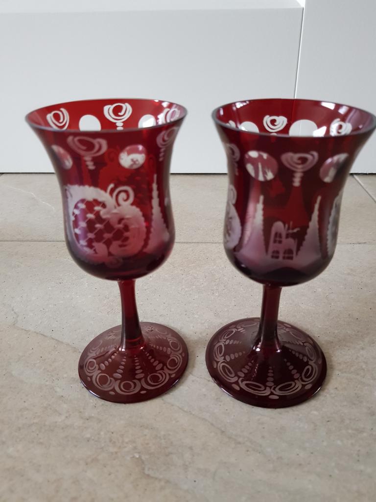 Bohemian egermann rood glas, Antiek en Kunst, Antiek | Glas en Kristal, Ophalen of Verzenden
