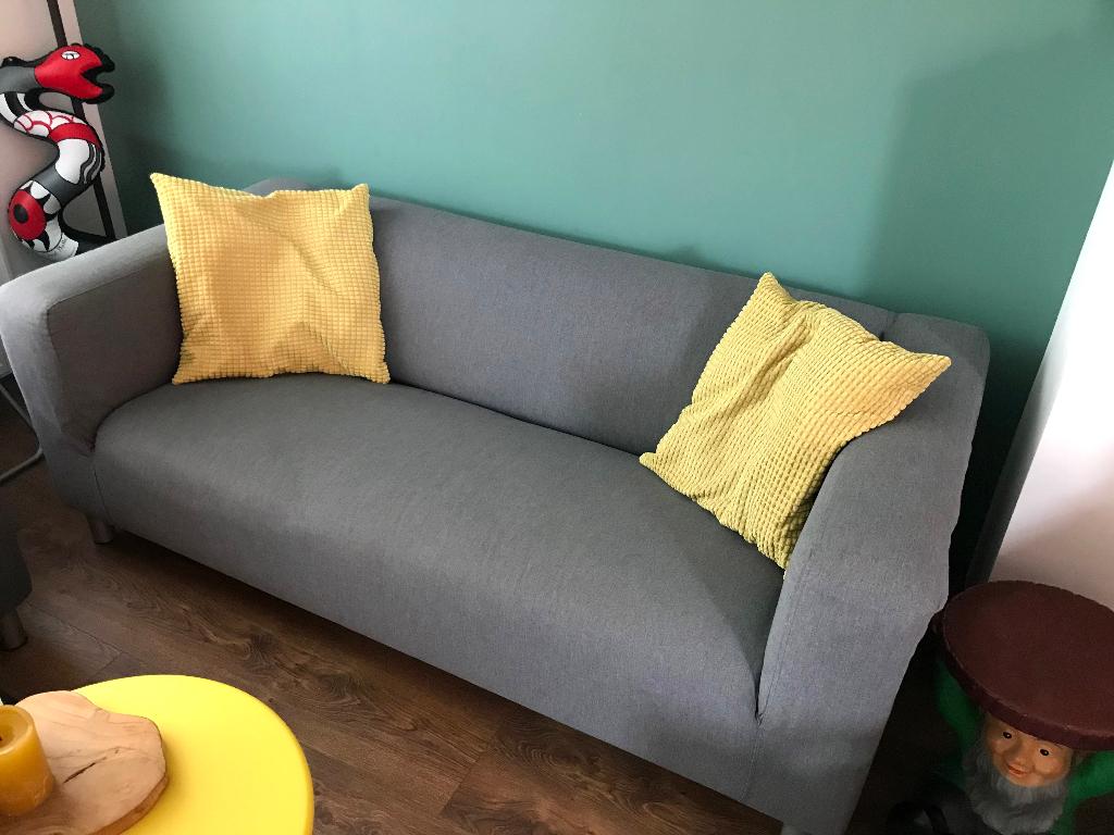 IKEA KLIPPAN 2-zitsbank Vissle grijs / Bank + Hoes, Ophalen, Overige materialen, Gebruikt, 150 tot 200 cm
