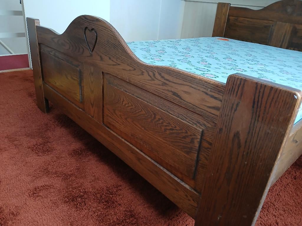 2 persoons bed, Ophalen, Bruin, Tweepersoons, 140 cm