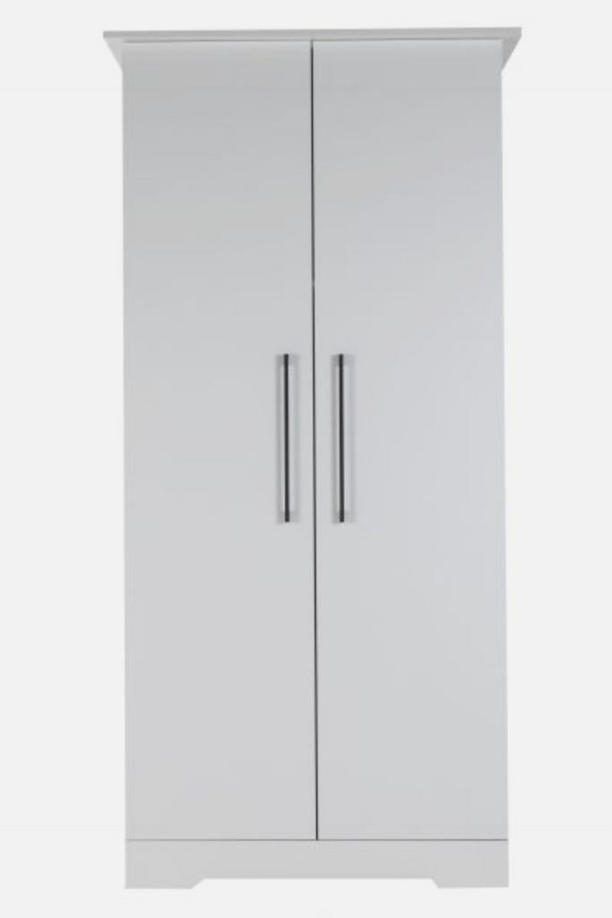 Witte Kinderkledingkast Interbaby - met Hangruimte en Deuren, Ophalen, 50 tot 100 cm, Zo goed als nieuw, 150 tot 200 cm