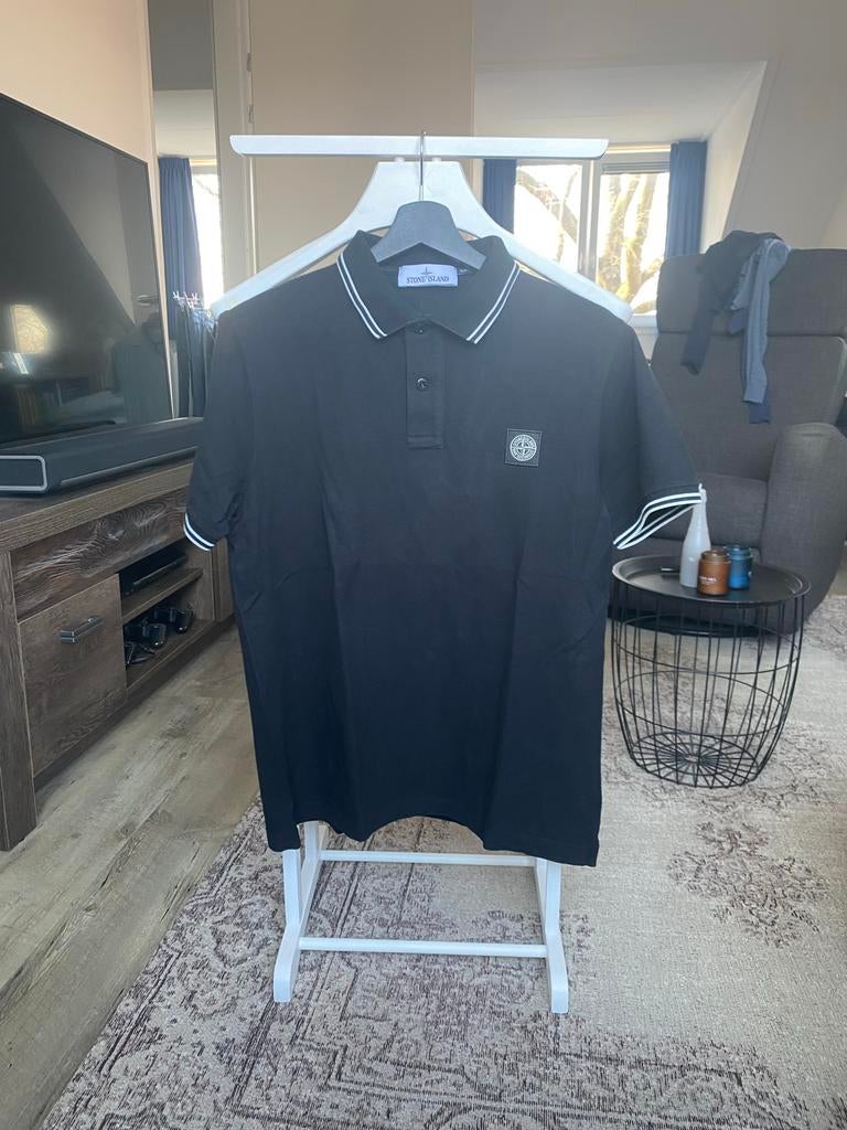 Stone Island polo zwart - maat L, Kleding | Heren, Ophalen of Verzenden, Zo goed als nieuw, Maat 52/54 (L), Zwart