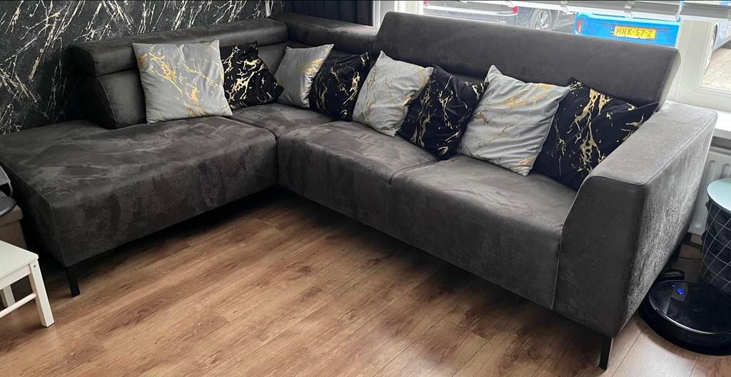 Grote hoekbank, grijs, 200x270cm, Ophalen, Overige materialen, 250 tot 300 cm, Gebruikt