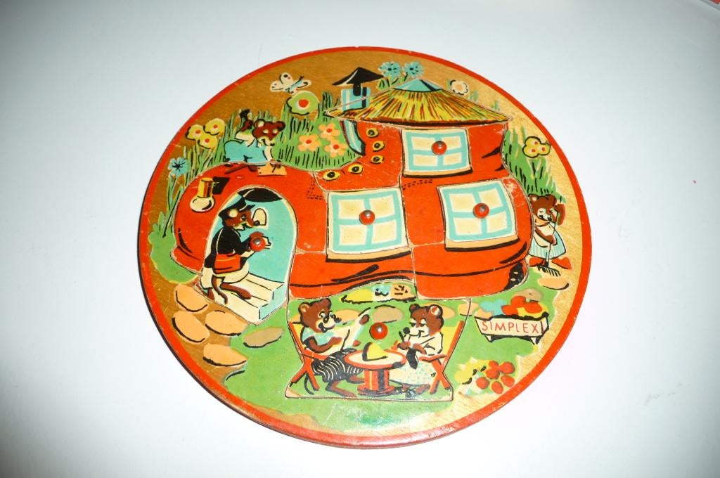 OUDE SIMPLEX RONDE PUZZEL HOUT DE MUIZENSCHOEN, Gebruikt, Van hout, 6 maanden tot 2 jaar, Verzenden