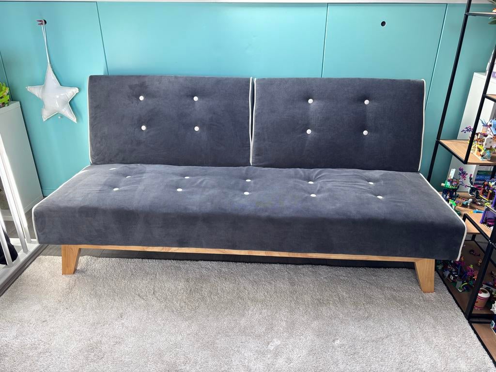 Slaapbank Grijs, Ophalen, Gebruikt, Tweepersoons, 190 cm of minder