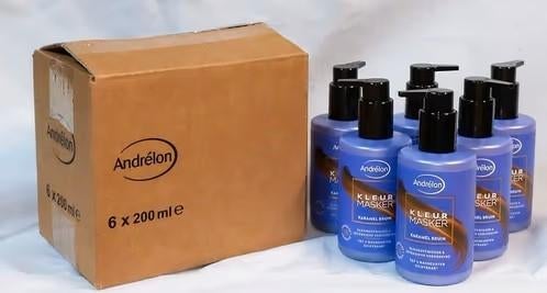 Andrélon haarkleurmasker karamelbruin, 6 x 200ml in een doos, Nieuw, Ophalen of Verzenden, Onbekend, Haarverzorger of -hersteller