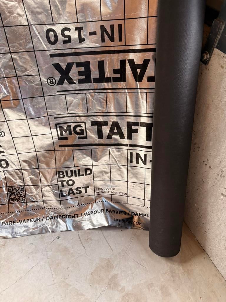 Taftex folie voor binnen, Doe-het-zelf en Verbouw, Isolatie en Afdichting, Overige materialen, Zo goed als nieuw, 15 m² of meer