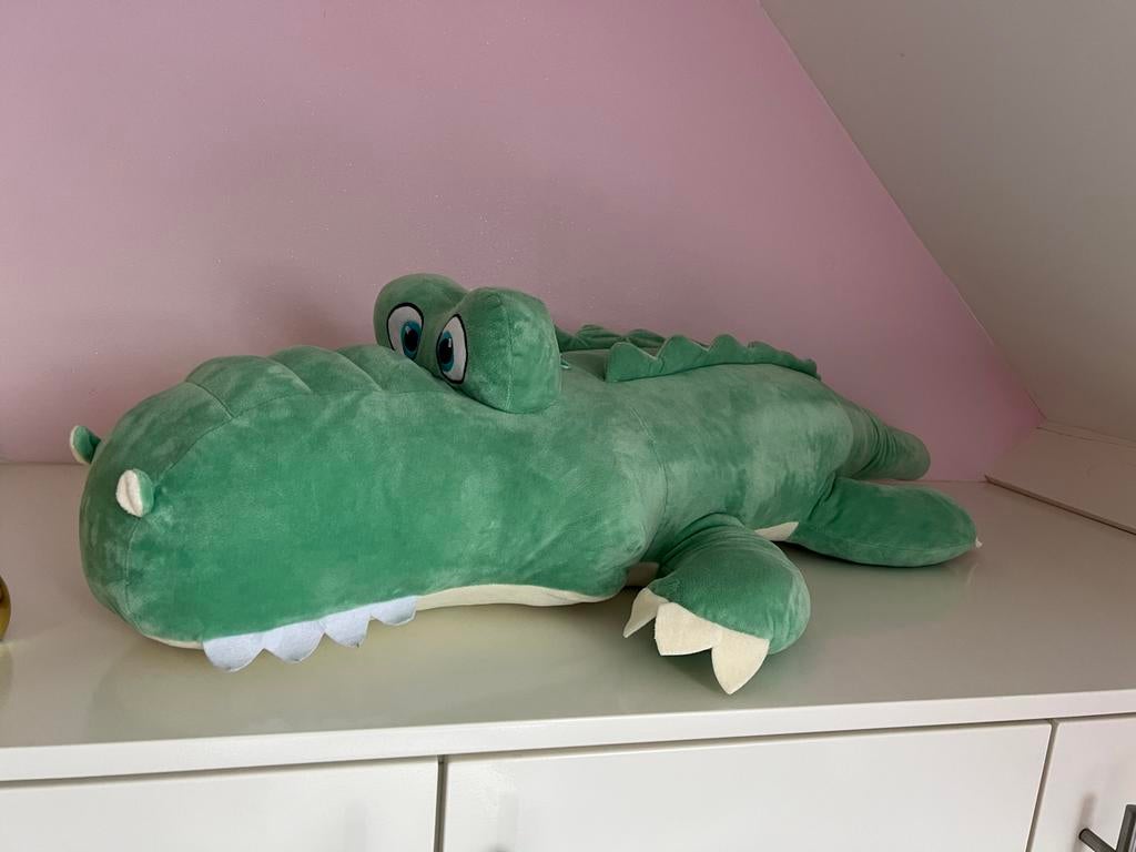 Grote groene krokodil knuffel, Overige typen, Ophalen of Verzenden, Middelgroot (20 tot 80 cm), Gebruikt