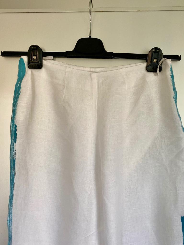 E599 Zucchero maat 38/40=M linnen broek pantalon wit/blauw, Maat 38/40 (M), Zucchero, Wit, Ophalen of Verzenden