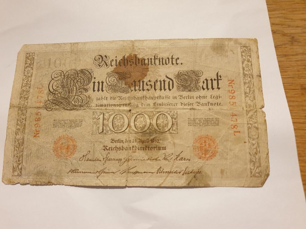 2547 berlijn 1910 1000 mark, Verzenden, Duitsland