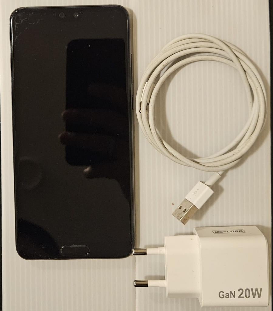 Huawei P20 - 128GB - Zwart - Inclusief 20W Snellader, Telecommunicatie, Mobiele telefoons | Huawei, Gebruikt, Zwart, Touchscreen