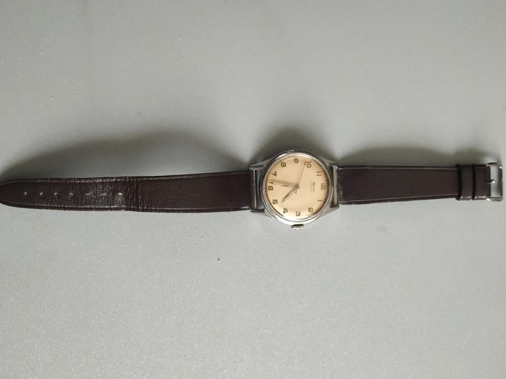 Antieke Alpina bumper automaat horloge., Ophalen of Verzenden, Staal, Overige merken, 1960 of later