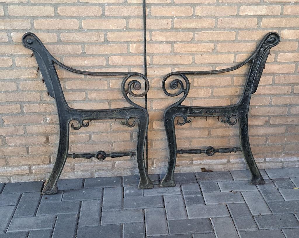 Gietijzeren zijkanten tuinbank, Tuin en Terras, Ophalen, Gebruikt