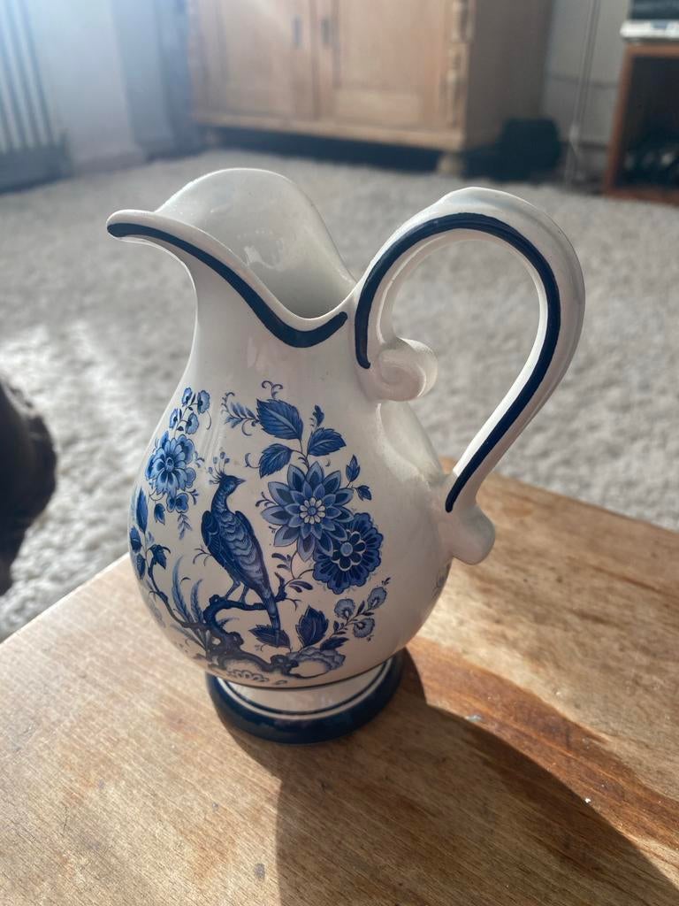 Modica Delfts Handwerk vaasje met vogel en bloemmotief, Ophalen of Verzenden