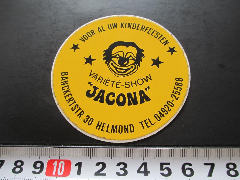 sticker helmond variëté show JACONA banckertstraat, Ophalen, Zo goed als nieuw