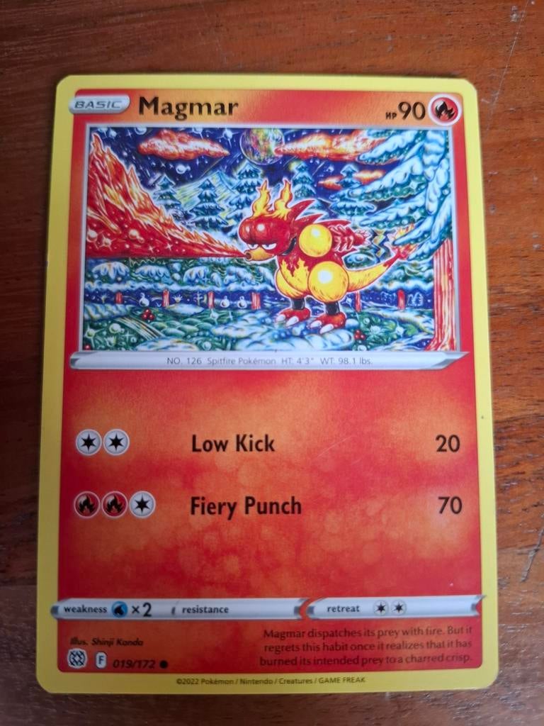 Magmar Pokémon Kaart - Basic - 019/172, Ophalen of Verzenden, Zo goed als nieuw, Losse kaart
