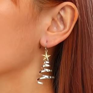 Kerstboom stalen oorbellen, Overige materialen, Hangers, Nieuw, Ophalen of Verzenden