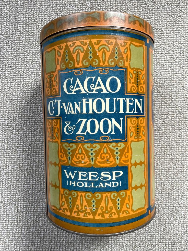 C.J. van Houten & Zoon CACAO voorraadblik - hoog 30,5 cm -, Verzamelen, Blikken, Ophalen of Verzenden, Gebruikt, Overige, Overige merken