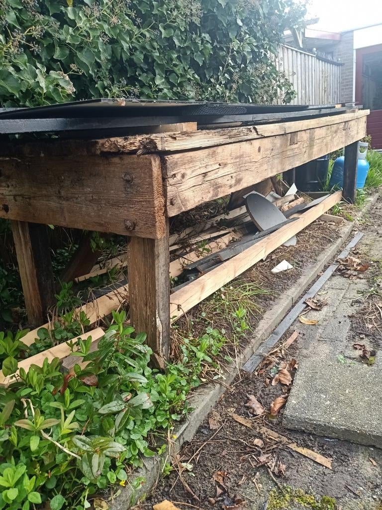 Tuintafel / werkbank massief hout -gratis-, Ophalen of Verzenden, Gebruikt, Rechthoekig, Hout