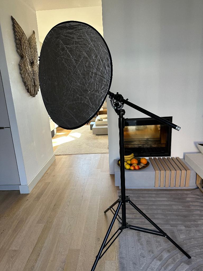 Reflectiescherm fotografie met statief en zwenkarm, Ophalen of Verzenden, Gebruikt, Overige typen