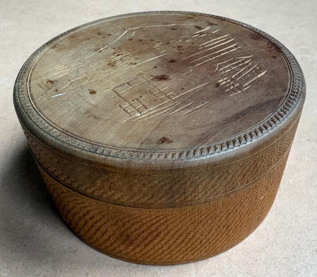 Chinees potje met 4 onderzetters, vintage, Hout, Ophalen of Verzenden, Bruin, Overige typen