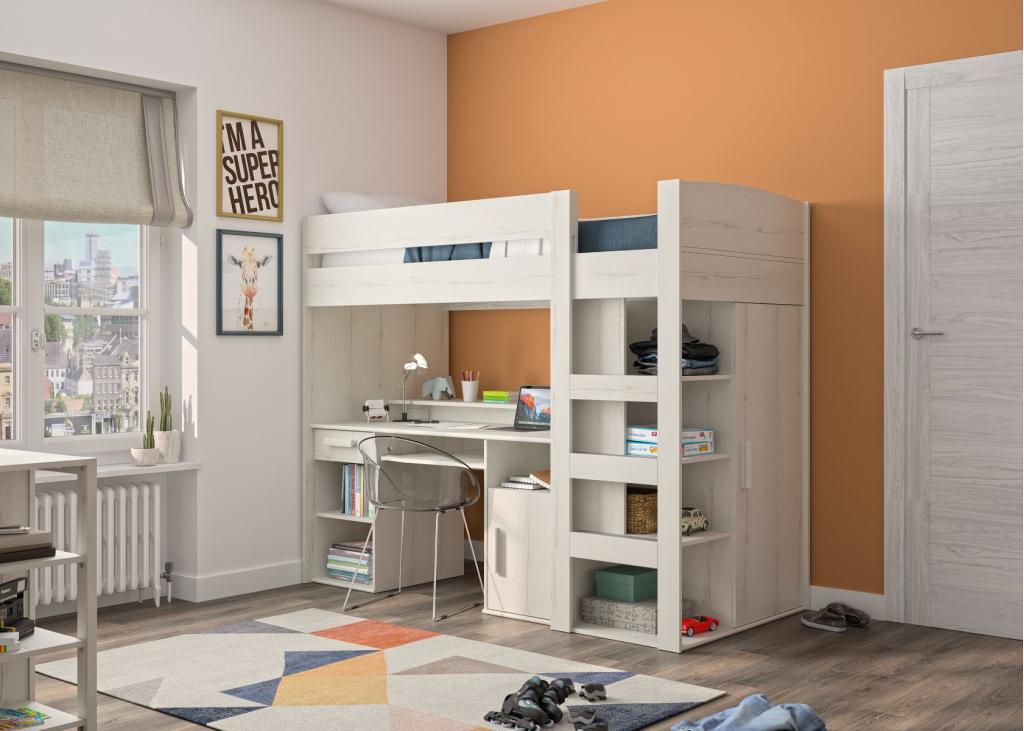 Montana hoogslaper - 90x200 - Wit eikenkleur