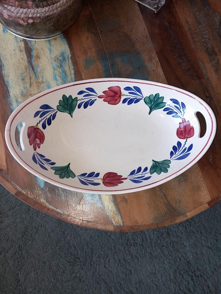 Boerenbont broodschaal 483a, Ophalen, Aardewerk, Boerenbont, Schaal of Schalen