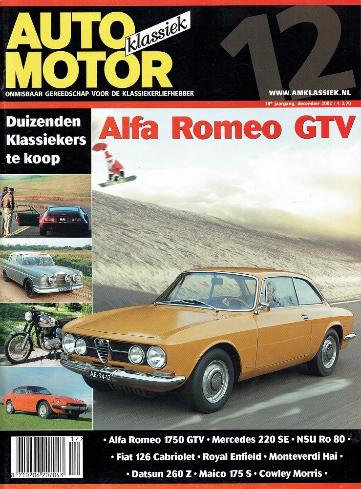 Auto Motor Klassiek 2002 nr. 12 (o.a. Alfa Romeo 1750 GTV), Verzenden, Gelezen, Algemeen