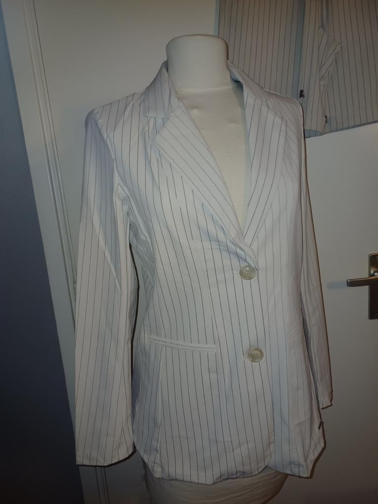 Mi piace travel midlang blazer M Kitkleur Black pinstripe, Maat 38/40 (M), Zwart, Nieuw, Ophalen of Verzenden