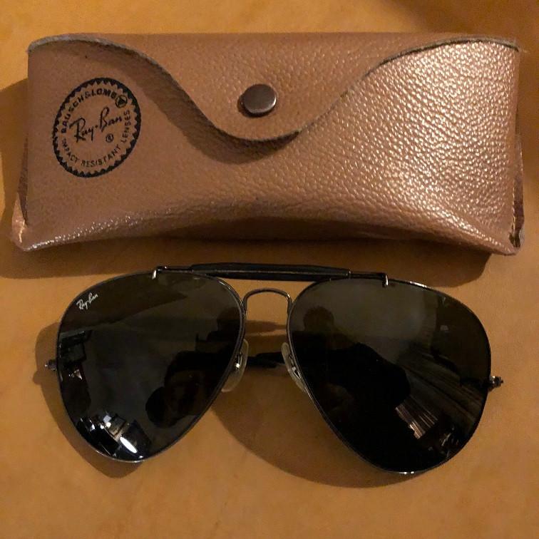 Vintage Ray-Ban Black Outdoorsman Aviator 62mm zonnebril OB1, Ray-Ban USA, Gebruikt, Zonnebril, Zwart