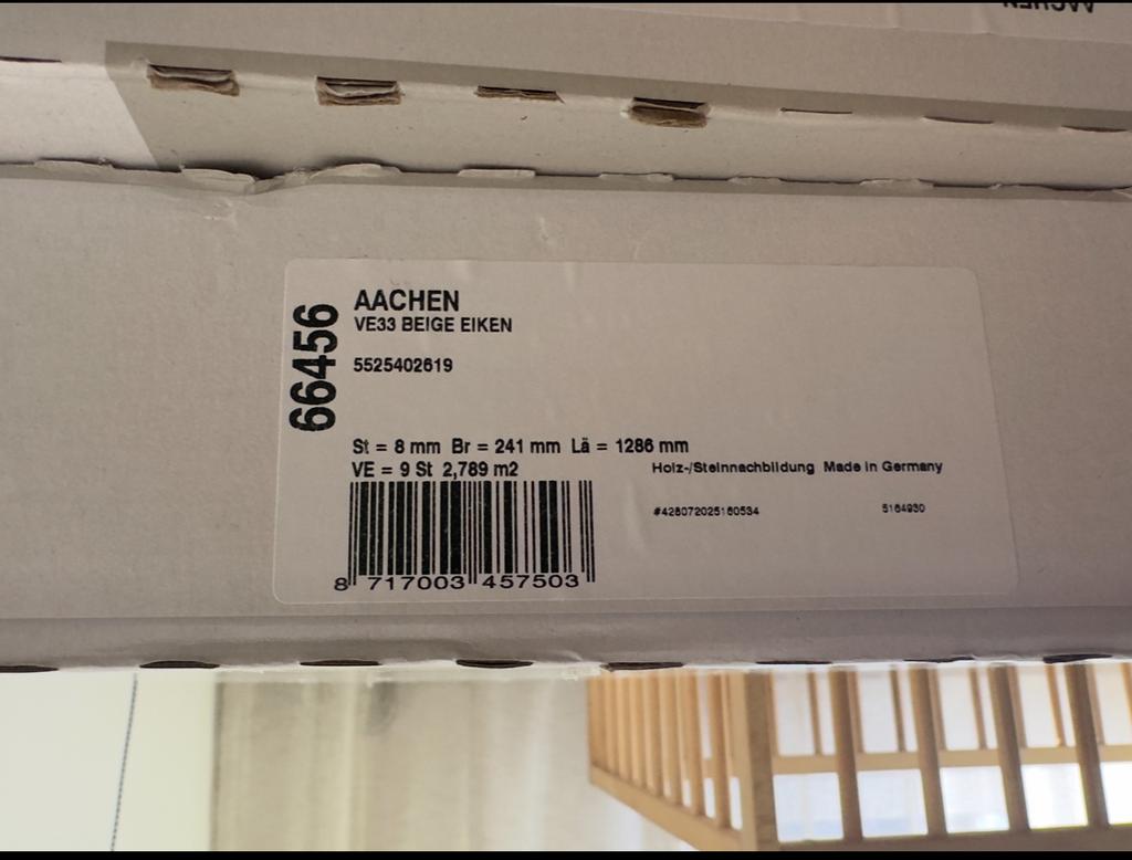 Laminaten vloer Aachen Beige Eiken, Beige, Nieuw, Ophalen of Verzenden, Minder dan 10 m²